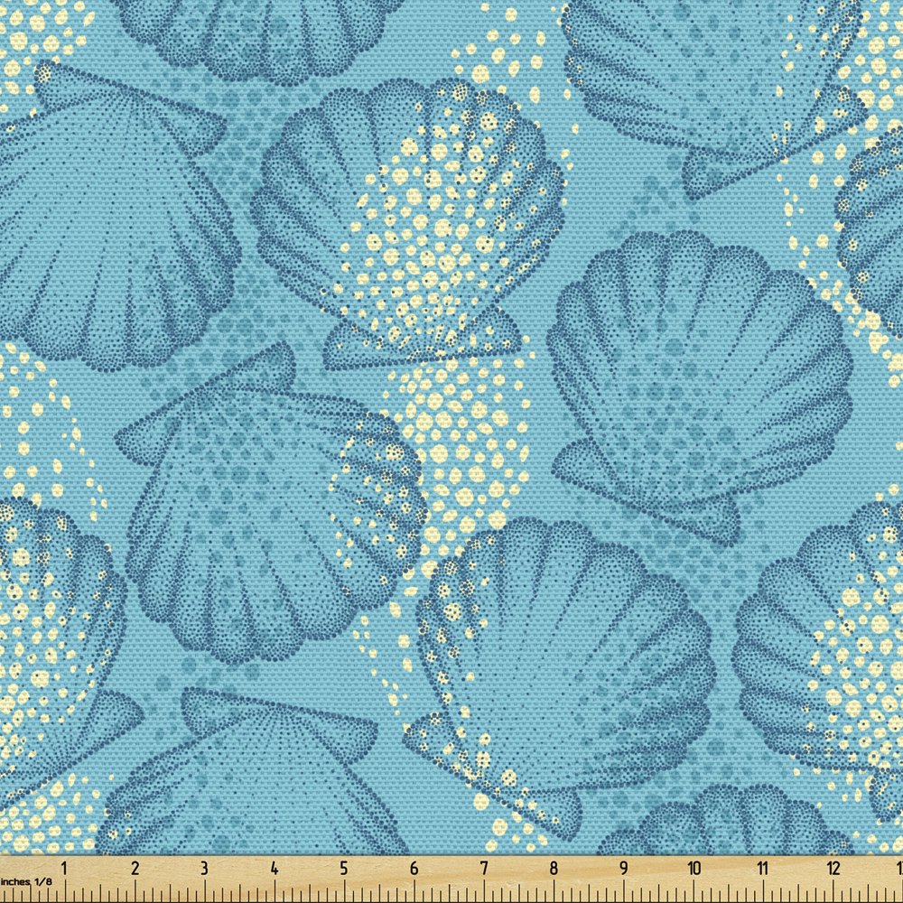 Ocean Upholstery Fabric by the Yard Marine Aquatic Theme Scallop Sea