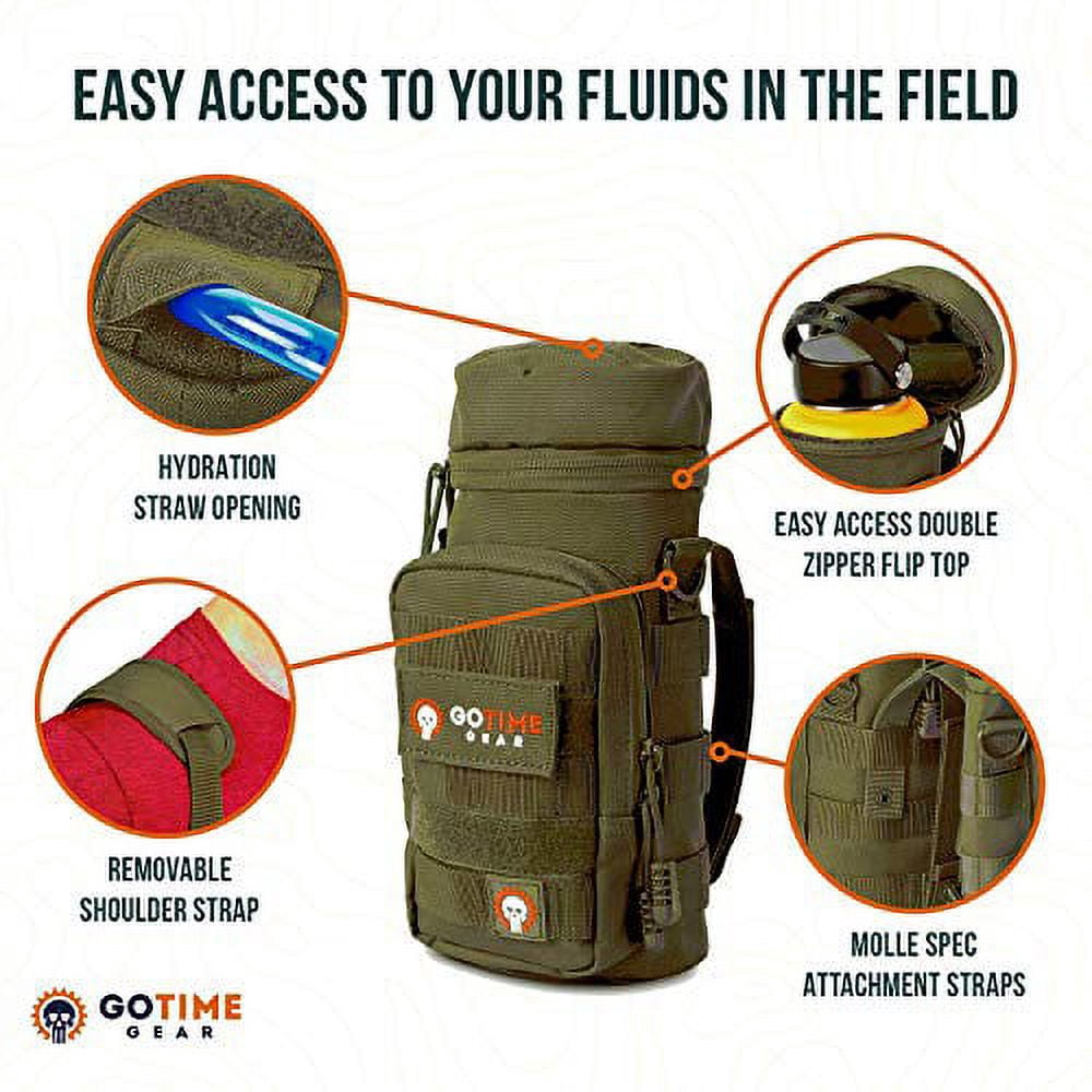 Go Time Gear Exo-Tek H2O MOLLE Water Bottle Carrier Pack, Fits 40 oz Wide-Mouth Bottles, Green