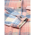 thumbnail image 5 of ZOELNIC Women's Plaid Shacket Long Sleeve Fleece Hooded Jacket with Flap Pockets, S, 5 of 6