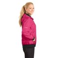 thumbnail image 2 of SPORT-TEK Ladies Embossed Hooded Wind Jacket XL Pink Raspberry/Black, 2 of 3
