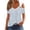 #0062-Blue, variant on Uootdi Womens Tops Short Sleeve Cold Shoulder Floral Print Metal Ring Decor Slim Fit Casual Daily Shirts Gift