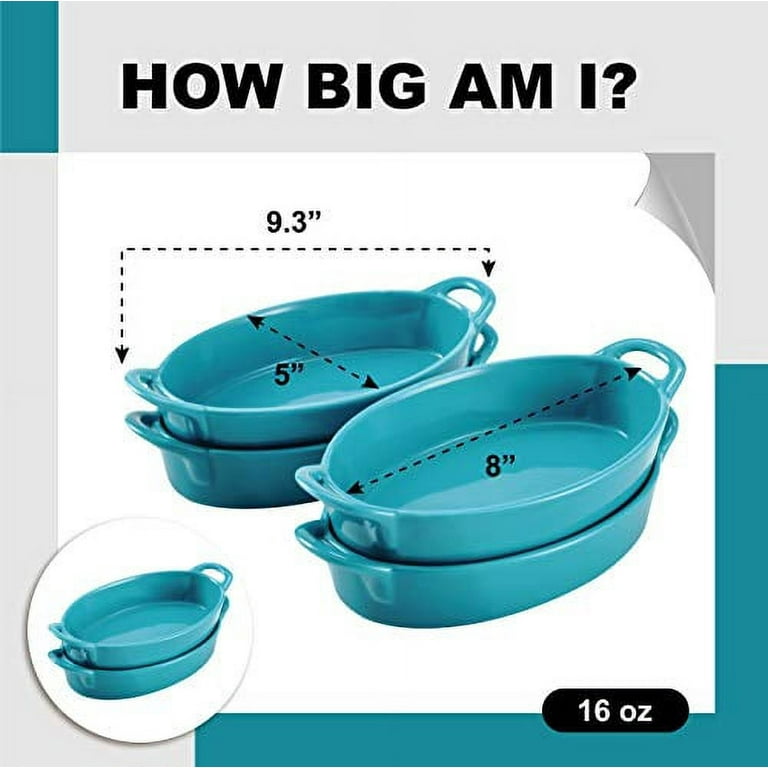 Bruntmor 8 X 5 Oval Ceramic Deep Dish Pie Pan, Set Of 4 Blue : Target