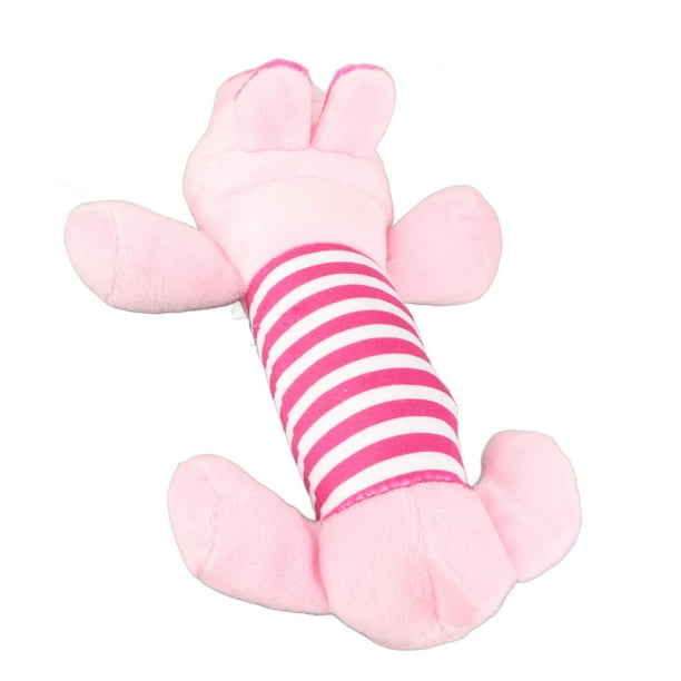 Juguete de peluche para perro, lindo animal a rayas con 4 patas, juguete masticable chirriante para perro, para perro, gato, rechinamiento de dientes, limpieza de cerdo