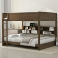 thumbnail image 1 of Lit Superposé Grand sur Grand le Plus Récent avec Armoires de Rangement et Ports USB, Couleur Bois Antique, 1 of 9