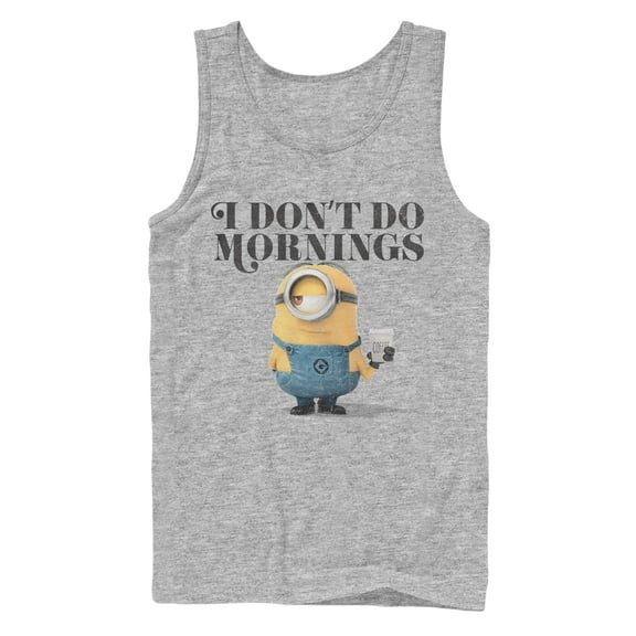 Men's Despicable Me Minion Don't Do Mornings Tank Top Athletic Heather Small