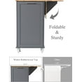 thumbnail image 4 of Kitchen Island with Storage, 31.5" D Rolling Kitchen Island Cart on Wheels with Widen Drop Leaf Rubberwood Top, Large Mobile Kitchen Island with Trash Can Storage and Towel Bar, Gray, 4 of 9