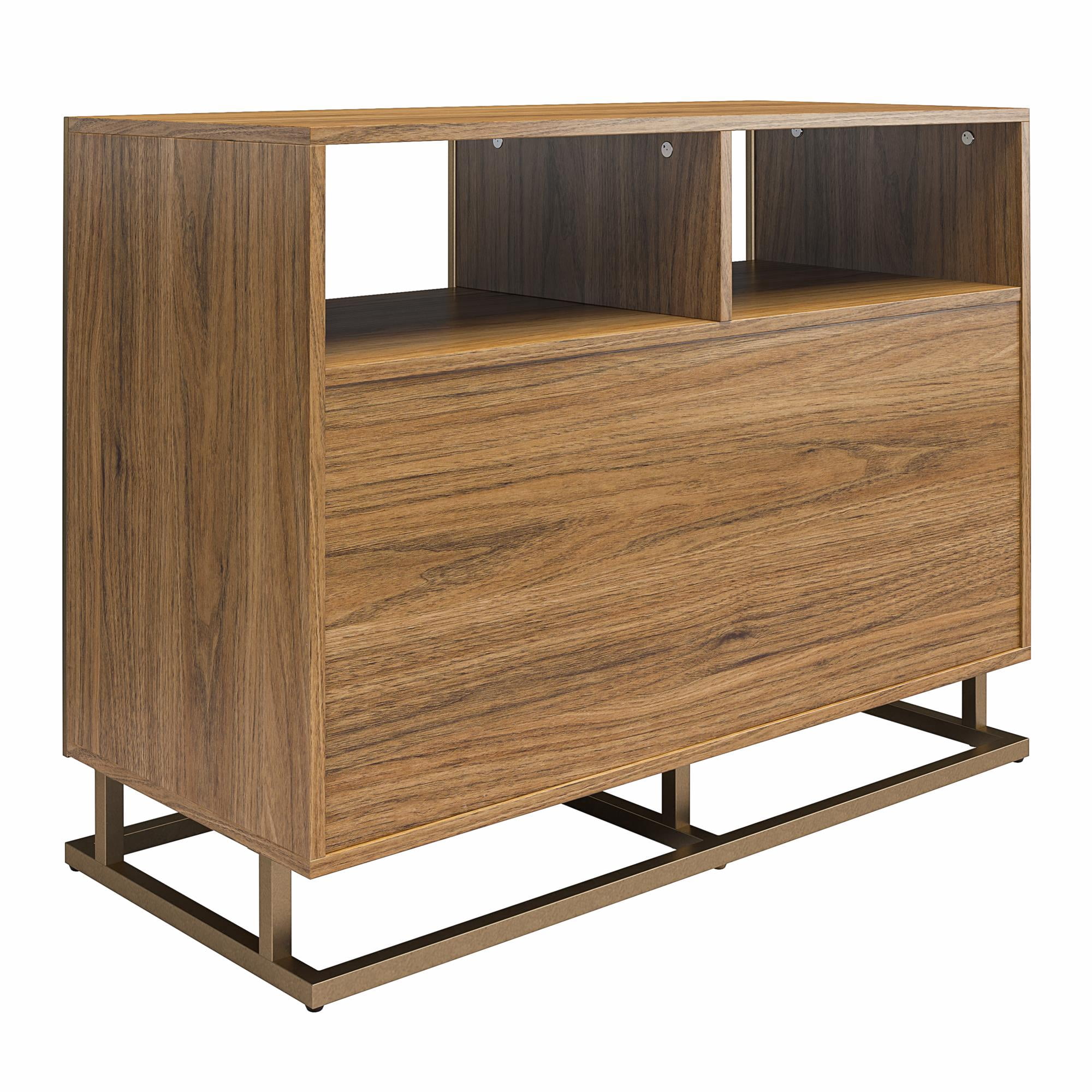 Novogratz Regal Double Wide Record Station/Accent Cabinet, Walnut