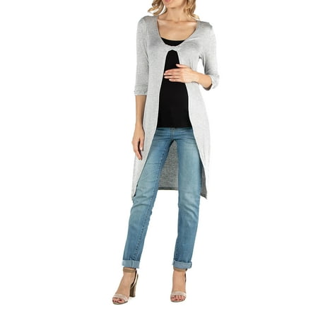 24seven Comfort Apparel Long Sleeve Maternity Cardigan with Closed Front Fabric Twist,M013333Made In The USA Made In The USA