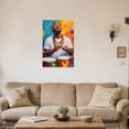 thumbnail image 3 of ZHONGYUTONG African American Men Music Wall Art Africa Drum Canvas Black Man Pictures Ethnic Instruments Traditional Painting Prints Afro Home Decor Framed (12.00" x 18.00"), 3 of 5