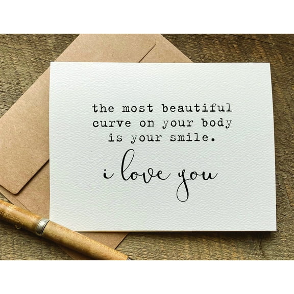 Inspirational Love Card – "The Most Beautiful Curve is Your Smile" – Blank Inside, Envelope Included – Perfect for Anniversaries, Valentine's Day, or Just Because