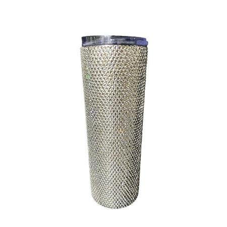 

Yesbay Water Bottle Rhinestone Studded Elegant 304 Stainless Steel Stylish Reusable Drinking Cup White 600ml