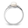 thumbnail image 2 of 925 Sterling Silver 6mm Freshwater Cultured Button Pearl Diamond Ring, 2 of 10