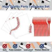 Jestar Baseball Theme Birthday Party Supplies Set, Plates, Forks, Napkins, Disposable, 96 Pieces