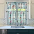 thumbnail image 3 of 3 PCS Seashell Beach Kitchen Curtains Set with Valance, Nautical Tier Curtains for Windows, Tropical Semi-Sheer Rod Pocket Caf Curtains (54x18"+2x27.5x36"), 3 of 5