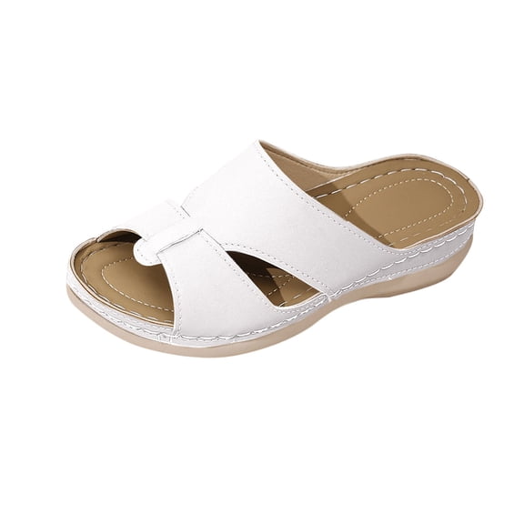 UTTOASFAY Women's Wedge Sandals,Thick Sole Beach Shoes,Plus Size Summer Casual Slippers,Com-fortable Outdoor Walking Footwear