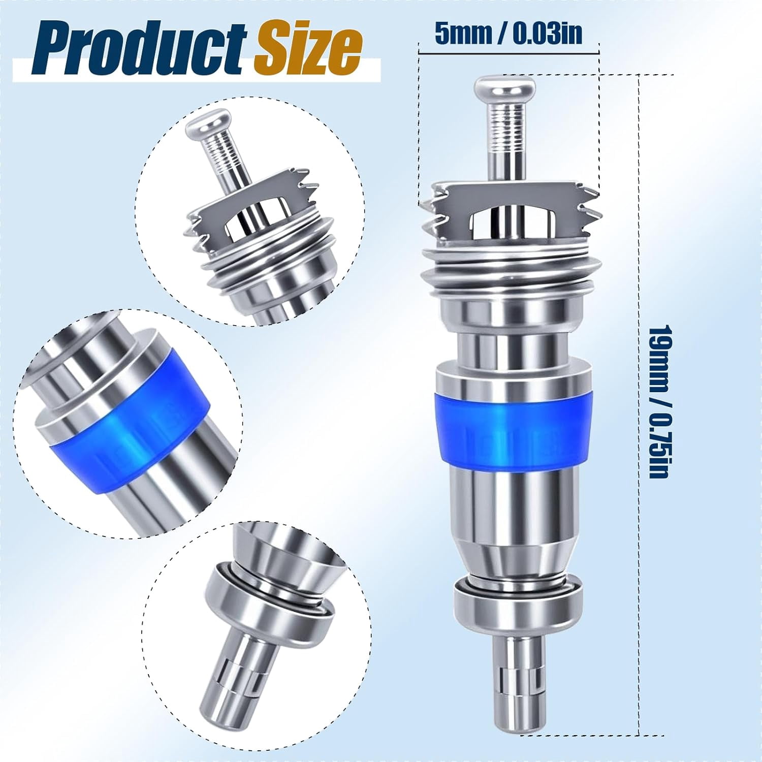 HVAC Schrader Valve Core for R32 R410A R22 Refrigerant, High Pressure AC Valve with Teflon Seal, Replacement Part for Air Conditioning and Refrigeration Systems (Pack of 50)