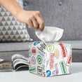 thumbnail image 6 of KLL Stamp Set Collection Print Tissue Box Cover,Leather Tissue Holder Square Facial Tissue Case Facial Paper Organizer Dispenser for Bathroom, Vanity Countertop, 6 of 7