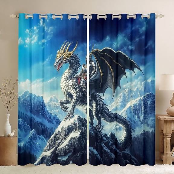 Castle Fairy Wild Dragon Black Out Curtains,Animal Curtains Pack of 2 (42x63 Each)