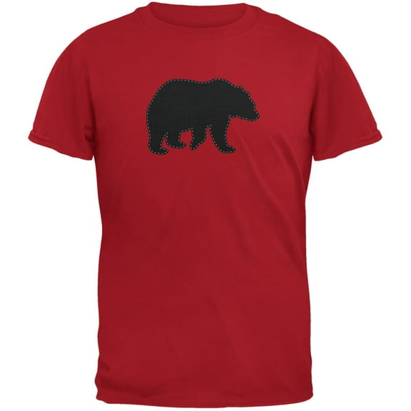 Bear Faux Stitched Red Youth T-Shirt - Medium(10/12)