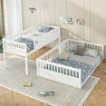 thumbnail image 3 of Twin XL Over Queen Floor Bunk Bed, 2-in-1 Wooden Bunk Bed Frame with Ladder & Guardrail, Convertible to 2 Separated Beds for Teens Bedroom, Easy Assembly, White, 3 of 9