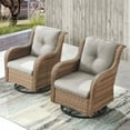 thumbnail image 2 of PARKWELL 2PCS Outdoor Swivel Gliders - Patio Wicker Bistro Furniture Set for Porch Balcony Backyard - Beige Cushioned Swivel Rocking Chairs in Yellow Wicker, 2 of 8