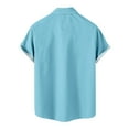 thumbnail image 4 of DPTALR Men Casual Solid Buttons Beach With Pocket Turndown Short Sleeve Shirt Blouse, 4 of 4