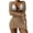 Khaki, variant on WREESH Womens Swimsuit Coverup Long Sleeve Plunge Neck Swimsuit Cover Up Three-Piece Suit Bandage Solid Bikini Push-Up Padded Swimsuit Beachwear Set Bathing Suit Black