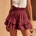 thumbnail image 3 of Women's Dressy Shorts Butterfly Leaf Frenulum Summer High Waisted Shorts Casual Beach Shorts Ruffle Hem Elagant Work Trouser Shorts with Pocket, 3 of 5