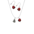 thumbnail image 2 of Delight Jewelry Silvertone Antiqued Christmas Tree Red Lucky Ladybug Necklace and Dangle Earrings Set, 2 of 6