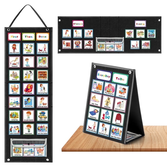 KEEPJOY X-Large Visual Schedule Chart for Students Chore with 92 Pieces Behavior Cards, Visual Behavioral Routine Chart for Students, Daily Schedule Board Learning Planners for Home School