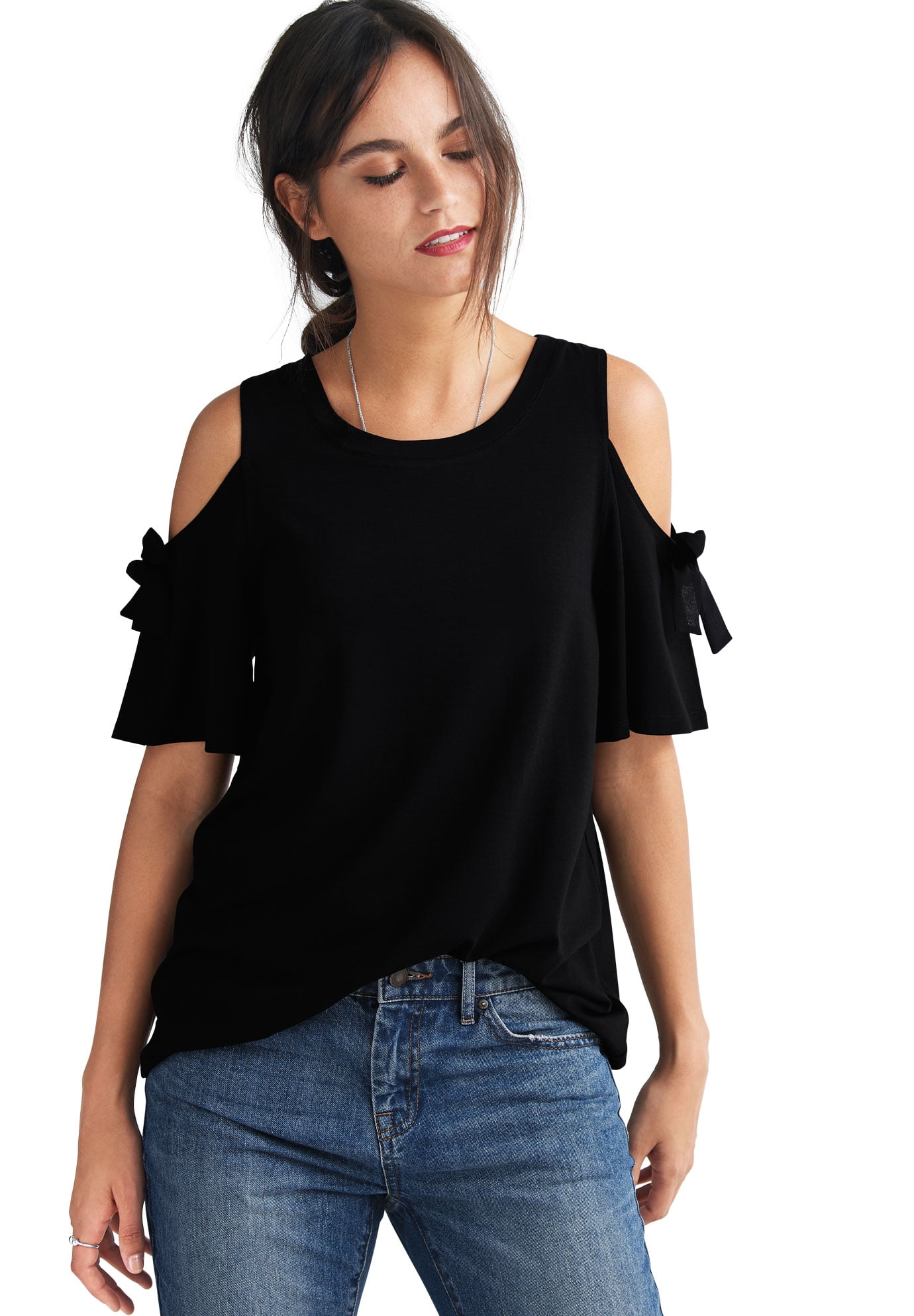 cheap plus size cold shoulder tops