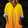 thumbnail image 6 of Gamivast Long Dresses for Women Oversized Baggy V Neck Long Sleeve Flowy Maxi Dress with Pockets Gradient Color Boho Dresses Casual Everyday Beach Dress, 6 of 7