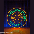 thumbnail image 2 of Craftnamesign Vinyl Neon Sign, Record Player Led Light Decor, Music Room Wall Art, 2 of 4