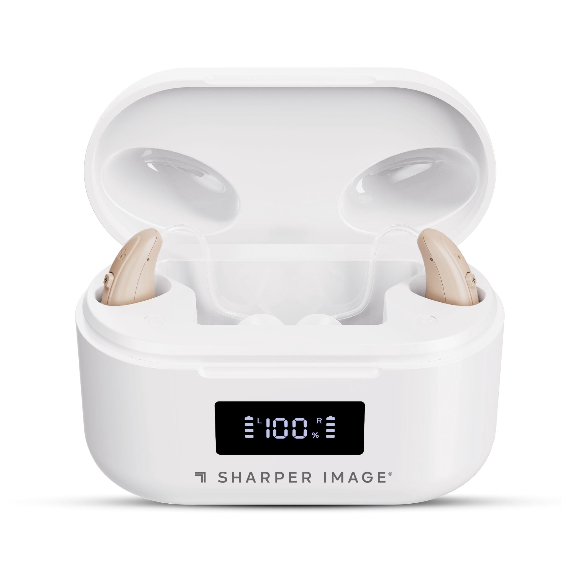 Sharper Image Smart OTC Hearing Aids with AI Noise Reduction, Rechargeable Charging Case, Adjustable Volume Controls, 20 Hour Battery Life, 1 Count