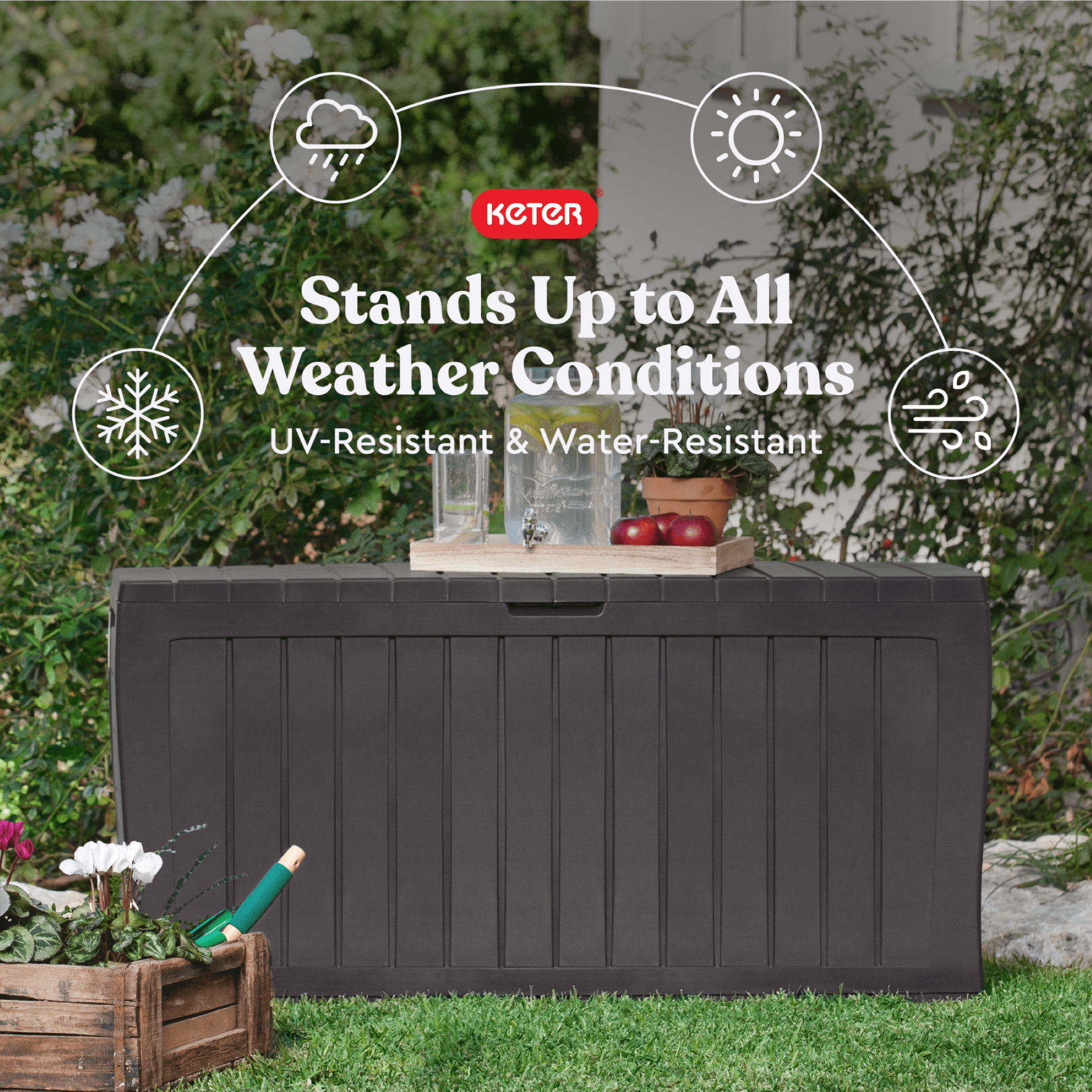 Keter Marvel Plus 71 Gallon Easy Patio Storage Deck Box, Espresso