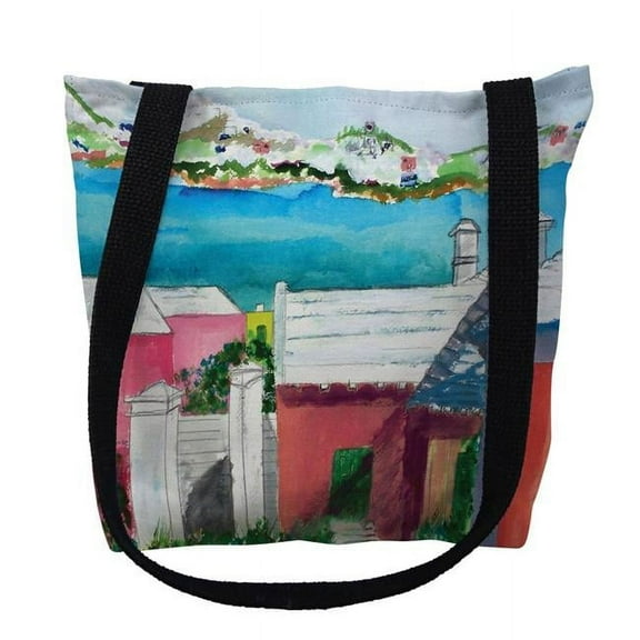 Betsydrake TY110G 18 x 18 in. Rooftops Tote Bag - Large