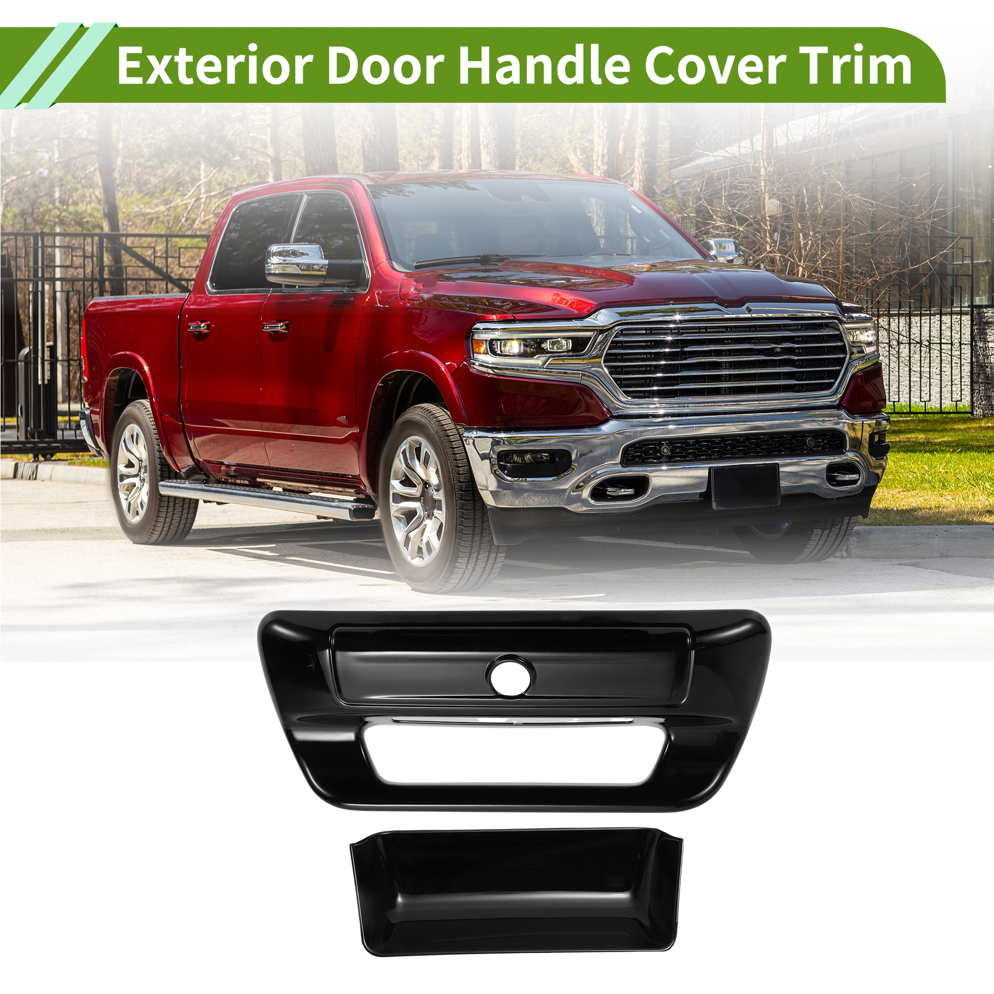 Unique Bargains Durable ABS Handle Cover Black for Dodge for Ram 1500 2500 3500 2019-2025