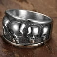 thumbnail image 3 of Retro Vintage Stainless Steel Gothic Death Skull Skeleton Cocktail Party Biker Statement Halloween Ring, 3 of 5