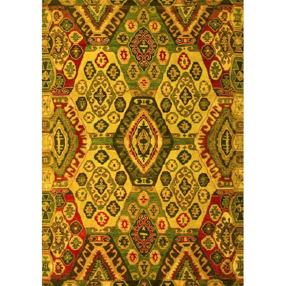 Ahgly Company Indoor Rectangle Abstract Yellow Modern Area Rugs, 2' x 4'