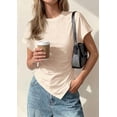 thumbnail image 5 of PRETTYGARDEN Womens Short Sleeve Crew Neck Trendy Shirts Spring Summer Y2K Going Out Tops Asymmetrical Ruched Blouse, 5 of 10