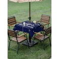 thumbnail image 3 of Outdoor Tablecloth with Umbrella Hole and Zipper, Navy Blue Christmas Square Table Cloth 54x54 Inch Waterproof Tablecloth, Xmas Botanical Ball Bell Picnic Table Cover for Patio Camping, 3 of 7