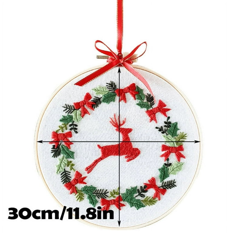 Christmas Embroidery Starter Kit Handwork Needlework Beginner Cross Stitch Kit Winter Christmas Gift DIY Threads Set, Size: 1 Set