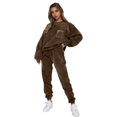 thumbnail image 5 of 2 Pcs/Set Women Top Pants Set Round Neck Long Sleeve Elastic Cuff Sweatshirt Pure Color Stretchy High Waist Ankle-banded Trousers Sport Fitness Tracksuit, 5 of 8