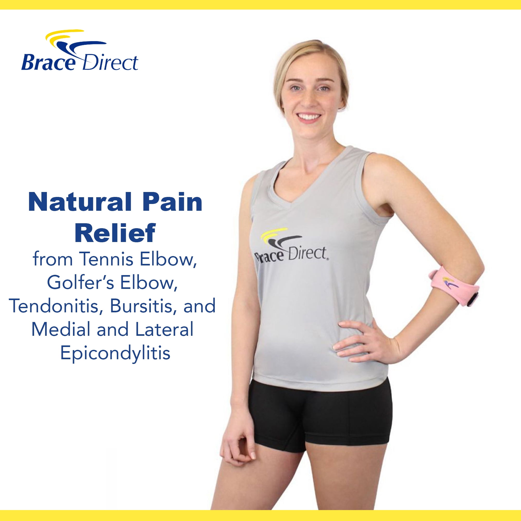 Brace Direct Compression Brace for Tennis Elbow - Adjustable Elbow Strap for Pain Relief