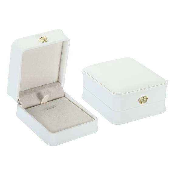 Uxcell 3"x3" Necklace Pendant Box, 2 Pack Velvet Chain Box Vintage Jewelry Holder for Wedding Engagement, White