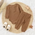 thumbnail image 3 of Tiny Cutey Baby Boy Girl Clothes Outfits Toddler Solid Long Sleeve Knitted Romper Top Pant Pajamas Set,2-3T, 3 of 6