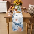 thumbnail image 2 of Coastal Whale Table Runner 72 Inches, Summer Nautical Ocean Coral Starfish Bed Runner Dresser Scarves Tabletop for Indoor Outdoor Parties/Ceremony/Banquet, 16" x 72", 2 of 9