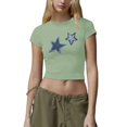 thumbnail image 1 of TSADFHJI Hauts Peplum pour Femmes Formels Mode Décontractée Imprimé Col Rond Manches Courtes Ajustés T-Shirts S Vert, 1 of 4