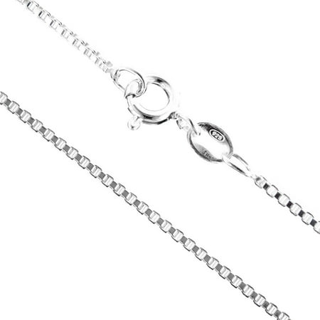 925 Sterling Silver 0.85mm Box Italian Chain Necklace With Free Anti-Tarnish Storage (Best Way To Clean Tarnished Silver Jewelry)