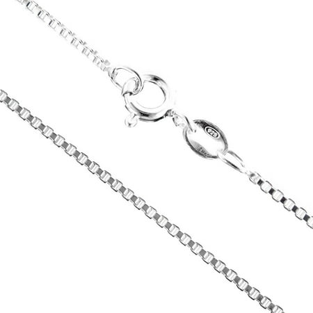 - 925 Sterling Silver 0.85mm Box Italian Chain Necklace With Free Anti-Tarnish Storage Capsule